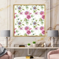 DesignArt 'Pink Pasire Cvjetovi i latice' tradicionalno uokvireno platno zidno umjetnički tisak