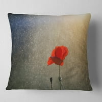 Designart usamljeni cvijet crvenog šteneta pod svjetlima - Cvjetovi bacaju jastuk - 18x18