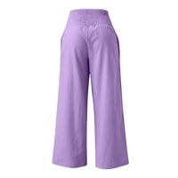 Jiyugala ženske hlače hlače s visokim strukom za dimljene elastične struke visoki struk labave udobne ležerne