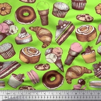 Soimoi Moss Georgette tkanina Cupcake, Donut & Cookies Hrana tiskano tkanina