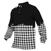 Muške polo majice s patentnim zatvaračem dugih rukava, jednobojna plemenska majica za golf na otvorenom, Crna