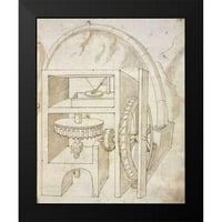 Martini, Francesco di crni moderni uokvireni muzejski umjetnički tisak pod nazivom - Folio 15: Mill