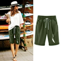 Ljetne ženske kratke hlače Plus Size za ljeto ženske ljetne pamučne lanene hlače Plus Size s printom pet točaka