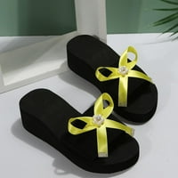 Ženske klizne cipele Biserne sandale Comfort Platform Wedge Heel Bow Papups Summer Beach Casual Slip na obući
