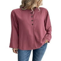 Ženske široke majice s dugim rukavima, jednobojna ležerna bluza od tunike s okruglim vratom, jesenska majica u