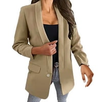 Ženski kaput od A-liste, Jednobojni kardigan dugih rukava s odbijenim ovratnikom, jednobojni tanki kaput