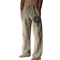 Hlače za muškarce modno ležerno pamučno platno tiskano platno džep čipke Up hlače velike veličine hlače atraktivne