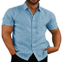 Muška majica s ovratnikom, majica s kratkim rukavima, svečana osnovna majica, široka bluza s reverom, plava majica