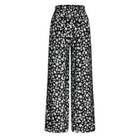 Donje hlače, ženske ljetne hlače s cvjetnim printom, ženske Ležerne rastezljive hlače širokog kroja, svestrane