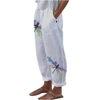 Ženske teretne hlače about Plus Size Ženski elastični struk s gumbima tanke rastezljive uske hlače s printom bijele