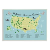 Stupell Industries American National Parks Detaljan informativni dijagram karte Wood Wall Art, 10, dizajn Michaela
