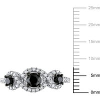 Carat T.W. Crno -bijeli dijamant 10kt bijelo zlato Tri kamena zaručnički prsten