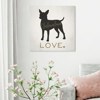 Wynwood Studio životinje zidne umjetničke platnene otiske 'Chihuahua love' Psi i štenad - crno, zlato