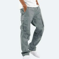 Hlače muški kombinezon Ležerne hlače s više džepova na vezici planinarske hlače hlače od pamučnog kepera sive
