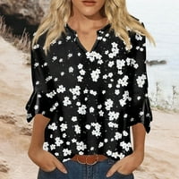 Ženski top-of-the-top, široke Ležerne bluze s izrezom i printom u obliku slova u, majica s raširenim rukavima