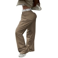 ; / Ženske jesenske hlače ravnog kroja estetski grunge visokog struka u kontrastnoj boji hlače do poda ulična