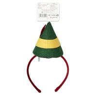 Scunci Elf modna traka za glavu s šeširom, crvena sa zelenom i žutom