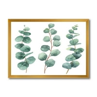 Dizajnerska umjetnost grane I lišće mladog eukaliptusa uokvireni tradicionalni umjetnički tisak