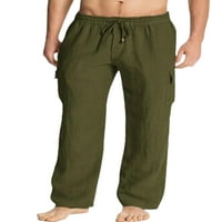 Muške casual teretne hlače A-liste s elastičnim strukom i džepovima, dnevna odjeća srednjeg struka, joga hlače