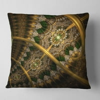 Designart Fraktal Fraktalni cvijet od tamno zelenog zlata - Sažetak jastuka za bacanje - 18x18
