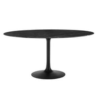 Okrugli stol za blagovanje od kultiviranog mramora u crnoj boji od 90