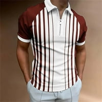 Muška ležerna bluza s ovratnikom s prugastim printom u A-listu, vrhovi kratkih rukava, Muška moda, 2 a-lista,