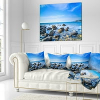 Dizajn Baratti Bay stijene u vodama na zalasku sunca - jastuk za bacanje morske obale - 18x18