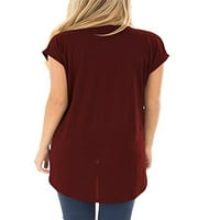 Ženske majice kratkih rukava visokog rasta ženske jednobojne bluze s izrezom u obliku slova U, košulje