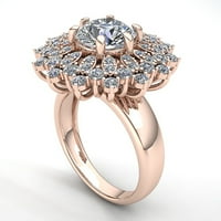Pravi 1,5CT okrugli rezani dijamantni dame Vintage Cvjetne zaručnički prsten zaručnički prsten Čvrsto 18K ruža,