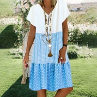 Ženska haljina za odmor, ležerna ljetna haljina A kroja s prugastim točkicama, ljetna prošarana sunčana haljina