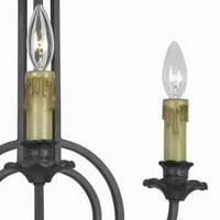 Viseći luster u stilu svijeća s metalnim okvirom, crni i mesingani-a-line