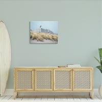 Ptica Stupell smještena na morskoj ogradi na plaži, Galerija pejzažnih slika, omotano platno, tiskana zidna umjetnost