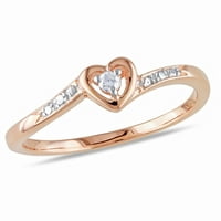 Ženski prsten-obećanje srca s dijamantnim naglaskom u ružičastom zlatu i srebrnom srebrnom sjaju