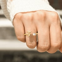 Hanxiulin zlato Personalizirani rhinestone početni nakit nakit Personalizirano početno pismo otvoreni prsten s