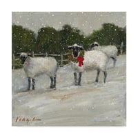 Prepoznatljiva likovna umjetnost ovce u snijegu na platnu Marije Miller vizi
