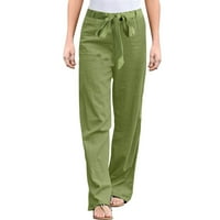 Casual hlače za žene s elastičnim strukom, ravne hlače, Modne duge hlače zelene boje, Veličina $ $