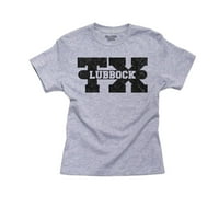 Muška pamučna Omladinska siva majica s klasičnim znakom grada Lubbocka u Teksasu
