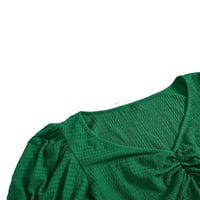 Ženska zelena ravnica v vrat casual majice s kratkim rukavima plus veličine