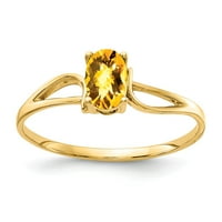 Čvrsto 14K žuto zlato 6x ovalni citrin žuti studeni za angažman prsten za angažiranje dragulja