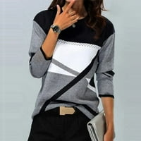 Ženska modna ležerna bluza majica kontrastne boje s okruglim vratom s dugim rukavima od 96 do 869577