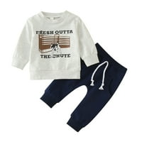 Gvdentm Slatka dječačka odjeća za dječake dukserice s dugim rukavima i jogger hlače sive, 0 mjeseci