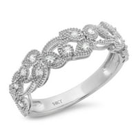 Dijamantni sintetički bijeli Safir okruglog reza 0. Karat, prsten od bijelog zlata od 14 karata, mn 7.75