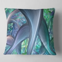 DesignArt plave fraktalne egzotične stabljike biljaka - Sažetak jastuka za bacanje - 18x18