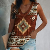 Moderna ženska bluza bez rukava s izrezom u obliku slova u, retro majica s etničkim printom, labavi topovi, rasprodaja