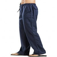 Niuer muške pamučne platnene hlače za kućne odjeće elastične padžame hlače povremene labave dnevne odjeće joga