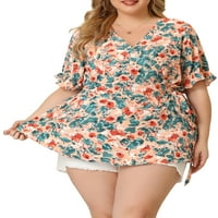 Ženska ljetna odjeća plus size Plus, svijetla bluza s omotom s cvjetnim uzorkom, A. B.