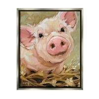 Sretna farma svinja portret životinja životinje i insekti Slikarstvo sjajni sivi umjetnički tisak uokviren zidna