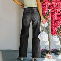 Ženske hlače Rasprodaja trendovi ženski džepovi na kopčanje srednjeg struka široke traperice ravne hlače traper