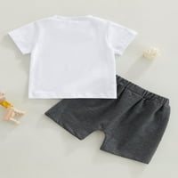 Meihuida Toddler Boy Odjeća postavljena majica s kratkim rukavima Okrugli vrat + majica s čvrstim bojama elastične