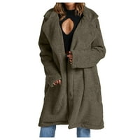 Trenč Kaputi za žene topla zimska jakna s ovratnikom s dugim rukavima ležerni jednobojni ugrađeni dugi kaput